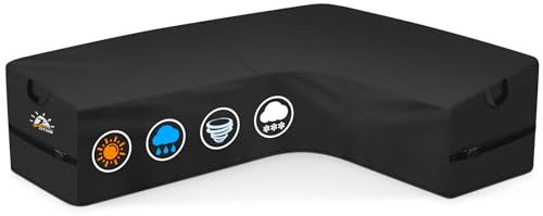 Zettum Abdeckung für Gartenmöbel L-Form 280L x 215R x 80W CM, Outdoor Loungesofa Abdeckung 600D Oxford PU Ecksofa Abdeckhaube, Wasserdichtes Möbbelsets Schutzhülle für Sofa, Loungemöbel