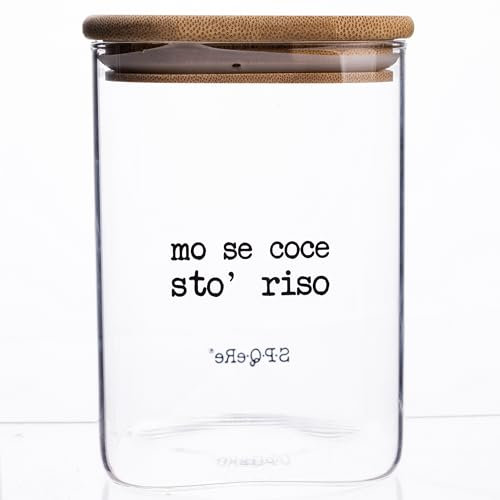 Villa d'Este Home Tivoli 1996 Reisdose 1 l aus Glas, Deckel aus Bambus, S.P.Q.eRe