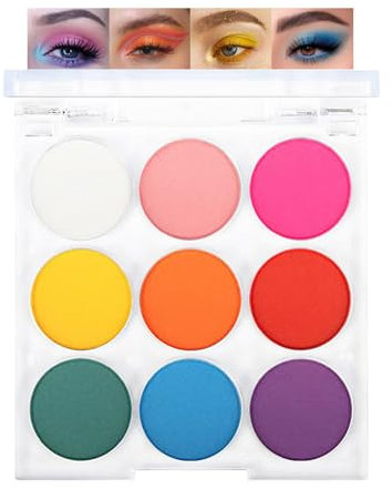 Bunte Eyeshadow Palette, 9 Farben Matt Lidschatten Palette, Hochpigmentiert Make Up Palette Bold Personality Bright, Wasserfest Wischfest Liedschatenpalete mit Glatt Puder, Augen Makeup Party Festival