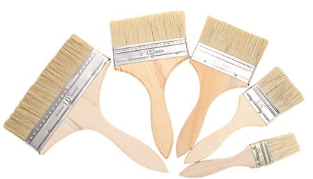 LIFKOME 5 Stück Malerpinsel Holzgriff Dicke Borsten Vielseitig Für Wandfarbe Ölgemälde Kunsthandwerk