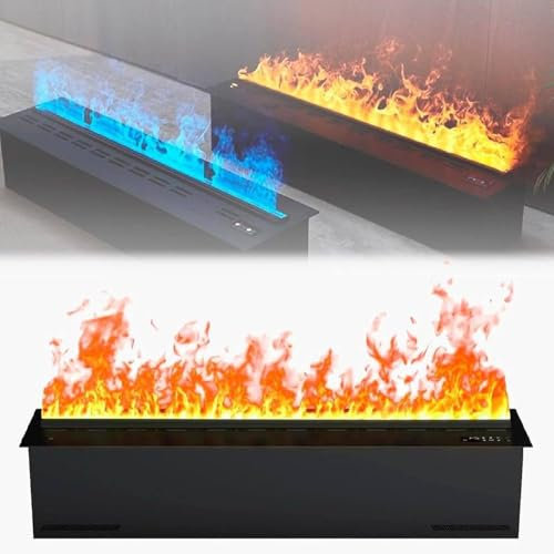 Hoiaost Camino Elettrico A Vapore Acqueo con Fiamma Atomizzata Simulata, Umidificatore per Camino Integrato, Facile Installare/Riempimento Automatico dell'Acqua,Telecomando/Touch,50cm