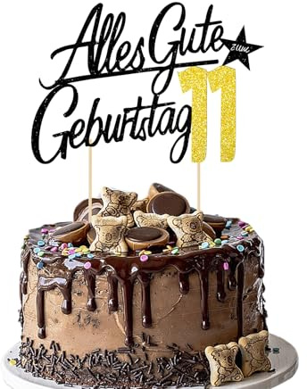Torten Deko 11 Geburtstag – Glitzernder Cake Topper für Frauen & Männer (11)