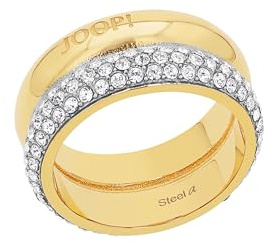 JOOP! Ring Edelstahl Damen Ringe, mit Zirkonia synth., Weiß, Kommt in Schmuck Geschenk Box