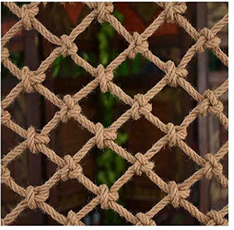 Hemp Rope Net 4mm*12cm Child Safety Net, Stairway Safety Net, Pond Netting Pool Protective Cover Netting Protection Net Stair Balcony(3x3m)