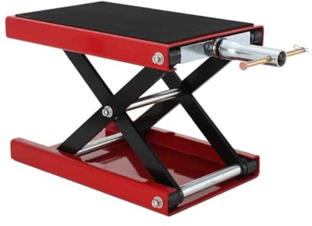 NICCOO Motorcycle Scissor Lift Jack, 500kg/1100 lbs Motorbike Lift Stand | Bike Lift for Tyre Change & Repair, with Safety Lock & Wide Platform, Adjustable & Foldable, UK Garage