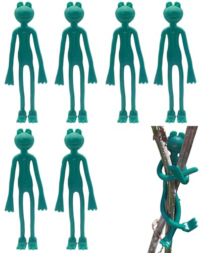UZEXYO 6 Pack Frog Garden Cable Ties Green Flexible Plant Ties for Climbing Plants Tree Decorative Ties Fun Garden Ties for Plants Support Cute Gardening Gifts Garden Gifts Frog Gifts