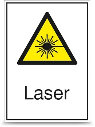 Betriebsausstattung24 Warn-Kombischild Laser - Aluminium, geprägt - 21,0 x 29,7 cm - W004 Warnung vor Laserstrahl