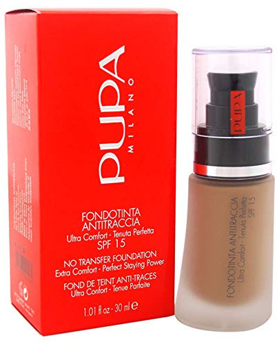 Pupa Flüssiges Make-up No Transfer (Farbe Deep Beige) - Flüssiges Make-up mit perfekter Haltbarkeit und totalem Komfort, langanhaltend, wasser- und feuchtigkeitsbeständig, SPF 15 (30 ml)