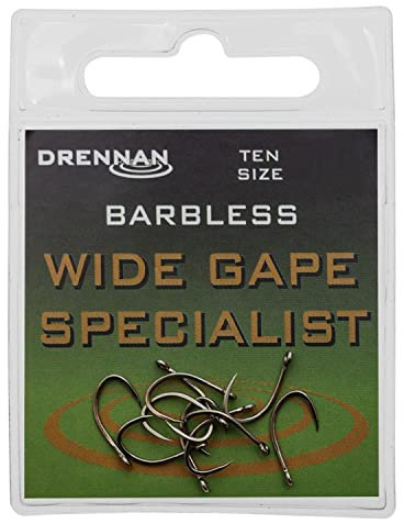 Drennan Wide Gape Specialist Barbless Hooks Size 10 Qty 10