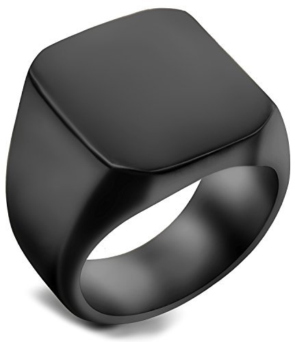 Flongo Herren Ring Männer Siegelring Bandring Daumenring Edelstahlring Schwarz Ton Hochzeit Verlobung Engagement Herren-Accessoires Größe 62