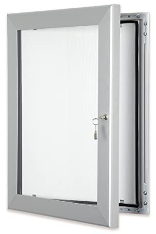 Silberne, verschließbare Werbevitrine für den Außenbereich, silber, a1