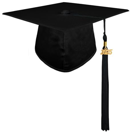 GraduationMall 2025 Unisex Shiny Graduation Hat Graduation Cap for Adult Academic Mortarboard High School & Bachelor - Black