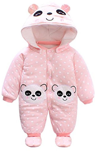 Minizone Bambino Ragazze Pagliaccetto con Cappuccio Scarpe Tute da neve Jumpsuit Inverno Caldo Tutine Set, Panda 9-12 Mesi