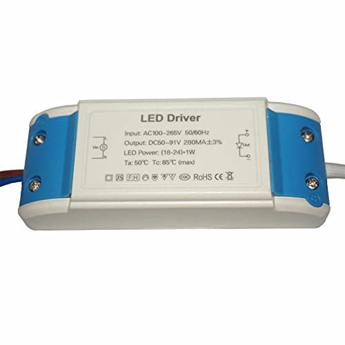 LED Transformer 18-24W, Power Supply Driver Adapter 100-265V AC to DC 50-91V 280mA -Constant Current Driver Transformers for Strip Lights,Cabinet Lights and G4,MR11,MR16 Light Bulbs Ring Doorbell.