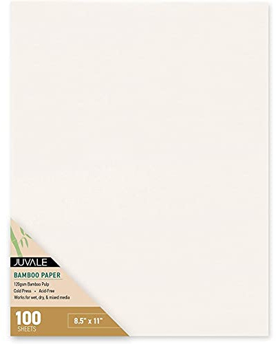 100 hojas de papel artístico de bambú para prensa en frío para medios mixtos, pintura y dibujo, 11 x 8.5 pulgadas