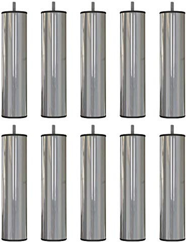 MEGALUXFRANCE 10 Pieds de lit, sommier tapissier en Acier Chromé 20 cm + 10 écrous à Griffes M8 à Visser