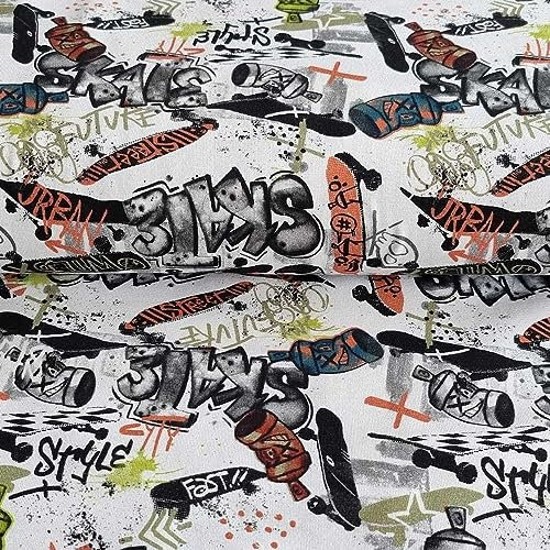 Jersey, Skater Druck Graffiti - Digitaldruck als Meterware zum Nähen, 50 cm