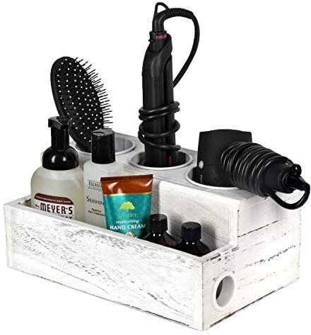 JACKCUBE Design Hair Tool Organizer Wooden, Hair Blow Dryer Holder Styling Product Care and Bath Supplies Accessories Storage Tray for Vanity and Bathroom Countertop- MK680A