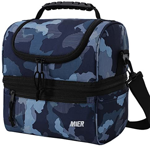 MIER Adult Lunch Box Insulated Lunch Bag Large Cooler Tote Bag for Women, Double Deck Cooler, Camouflage (Large)