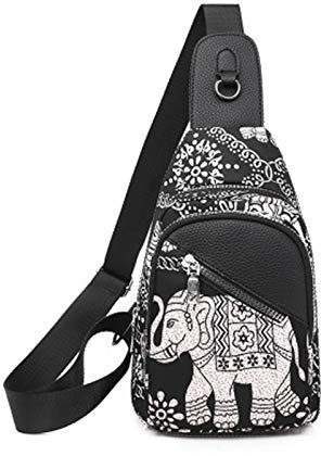 FANDARE Damen Brusttasche Mode Sling Bag Rucksack Mädchen Schultertasche Crossbody Umhängetasche Reisen Wandern Sport Fitness Daypack Dauerhaft Oxford-Stoff Elefant