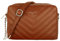 CRAZYCHIC - Sac Bandoulière Matelassé Femme - Petit Sac à Main Chaîne Porté Epaule Cuir PU - Pochette Rectangle 2 Compartiments Zip - Besace Sacoche Ville Shopping Soirée Tendance - Marron Cognac