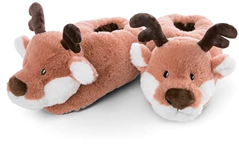 NICI Hausschuhe Rentier Jonte figürlich Gr. 34-37 M I Plüsch-Hauschuhe für Kinder rutschfest I Warme Kuscheltier Hausschuhe für Mädchen & Jungen–48338
