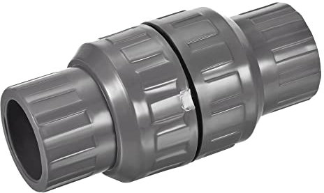 sourcing map Rückschlagventile Inline Slip End Spring Schlauchverbinder für Wassertank Pumpe 32mm ID, PVC Grau