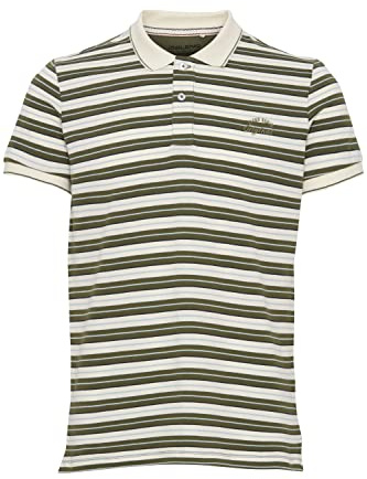Blend 20715191 Polo Herren Poloshirt Polohemd mit Polokragen Logo-Stickerei Regular Fit Streifen-Muster, Größe:XL, Farbe:Cypress (180322)