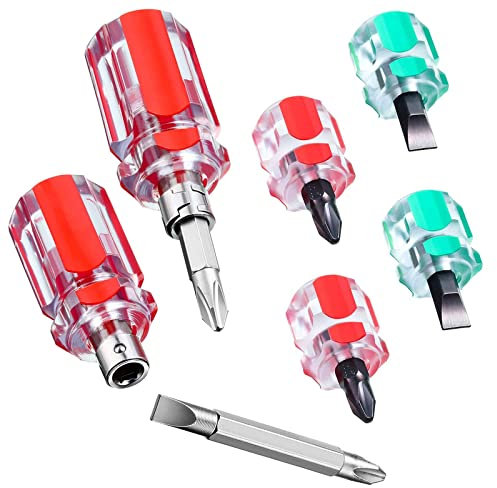 YUFFQOPC 6 Pcs Mini Stubby Screwdriver Set - 2-in-1 Interchangeable Screwdriver Tool Kit for DIY Repair & Sewing Accessories