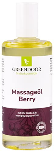 GREENDOOR Naturkosmetik Massageöl Berry 100ml, beerig fruchtiger Duft, vegan, ohne Silikone und ohne Mineralöle, rein natürliches Massage Öl, Geschenke