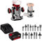 Einhell Professional Akku-Oberfräsen-Kantenfräsen-Set TP-RO 18 Set Li BL Power X-Change (18 V, Brushless, Frästiefen-Feineinstellung, inkl. Zubehör, Tasche, 15 tlg. Fräser-Set, 4,0 Ah Akku, Ladegerät)