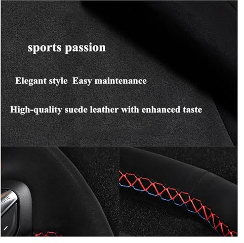 Lenkradschoner Auto Lenkradabdeckung Schwarz Echtes Leder Wildleder Für VW Für Golf 7 Für GTI R MK7 Für Polo Für GTI Für Scirocco 2015 2016 Lenkrad Abdeckung (Color : Style 7)