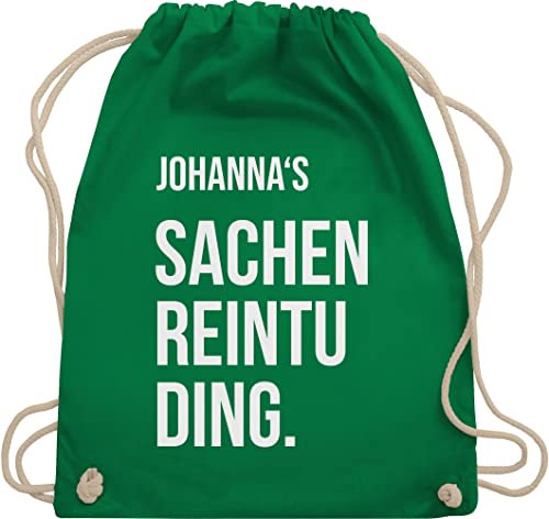 Turnbeutel Rucksack - Taschen - Damen - Sachenreintuding mit Name personalisiert I Sachen Reintu Ding Name | Stoffbeutel mit Spruch - Unisize - Grün - personalisierter sportbeutel