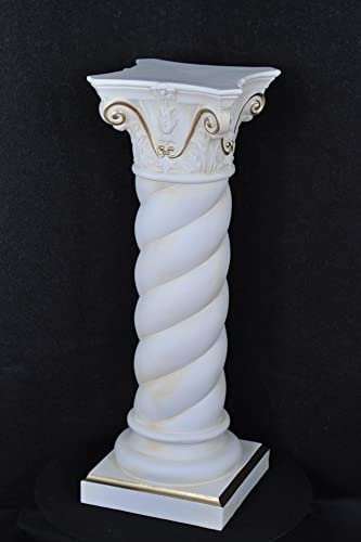 Cinar Säule Mäander Style Beistelltisch Marmoriert Dekosäule 100cm Griechische Antik Retro Rokoko Säule Barock Blumenständer Podest Handbemalt