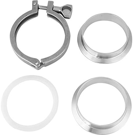 Stainless Steel Tri-Clamp, 3 Inch Clamp 76mm Pipe Sanitary Stainless Steel Ferrule Union Set for Ferrule TC with Silicone Gasket