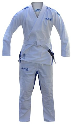 JJMA Brazilian Jiu Jitsu Gi - Ultra Light Pearl Weave - Machine Washable - Black & White BJJ Gi With Free White Belt