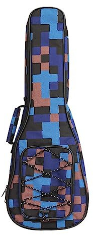 Surwin Borsa Ukulele Soprano Custodia Ukulele 21/23/26 Pollici con Imbottitura 10mm Cinghie Regolabile Maniglia per il Trasporto, Imbottitura Spessa e Custodia (21 Pollici,Plaid blu)