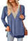iChunhua Casual Long Sleeve V Neck T Shirts Women Strech Ladies Jumpers Size 12 Dark Blue M