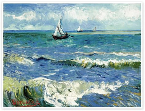 Paysage marin, Les Saintes-Maries-de-la-Mer Poster de Vincent van Gogh 80 x 60 cm Bleu Tableaux Décoration murale