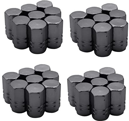 Kliplinc 32 Pieces Tire Stem Valve Caps Wheel Valve Covers Car Dustproof Tire Cap, Hexagon Shape Titanium Gray