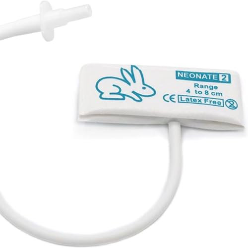 5 manguitos desechables para presión arterial para recién nacidos/veterinarios con conector BP 05 para animales o recién nacidos, 4-8 cm de repuesto de tubo único NIBP