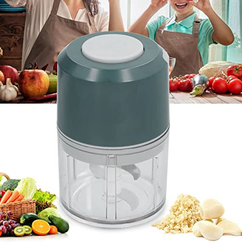 Mini picadora eléctrica de ajo inalámbrica, picadora automática USB, picadora de alimentos portátil recargable, para cebolla, jengibre, chile, verduras, carne (Green-260)