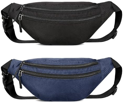 Bauchtasche, 2 Stück Hüfttasche, Bauchtasche Damen Klein, Bauchtasche für Damen und Herren für Outdoor-Sportarten Training Reisen Jogging Wandern Radfahren(Schwarz Blau)