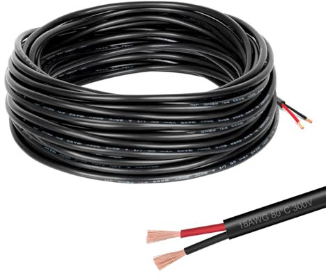 Suprbee 18awg 2x0,75mm² Filo, 2 Conduttori Cavo di Prolunga, 10 Metri Cavo Elettrico, Bassa Impedenza e Resistenza Alle Alte Temperature, Filo di Rame Stagnato per L'Illuminazione a Led Elettronica
