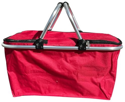 Einkaufskorb faltbar Shopper mit Alurahmen ca. 28 l Fassung Rot Kirschrot mit Deckel