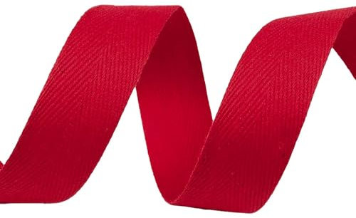5m Köperband Baumwoll-Band 20mm Einfassband Kantenband Dekorationsband, Farbwahl, Farbe:rot