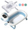 BAÑERA PLEGABLE BEBÉ 5 EN 1 con Termómetro + Cojín Protector + Patas Antideslizantes + Tapón de Seguridad | Apta para Bebé Recién Nacido | Diseño Plegable en 1 | Fácil de Guardar (Azul pastel)