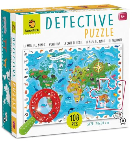 Ludattica Puzzle Tierweltkarte - Lernspielzeug aus Karton