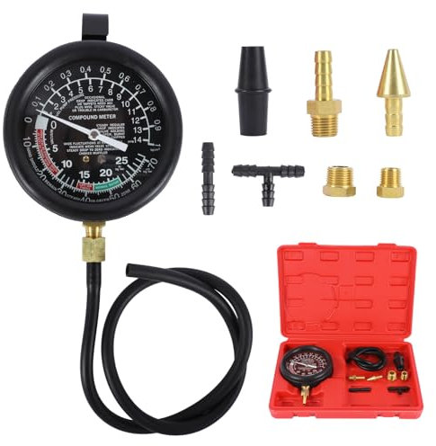 LUTIFIX Automotive Vacuum Gauge, Car Fuel Pump and Vacuum Pressure Gauge Leak Kit Carburetor Valve Fuel Pump Pressure & Vacuum Tester