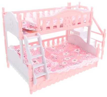 ERINGOGO 1 Ensemble De Lit Superposé De Poupée pour Filles, Meubles Miniatures De Maison De Poupée, Jeu De Simulation, Lit De Poupée Miniature, Lit De Poupée, Meubles Miniatures,